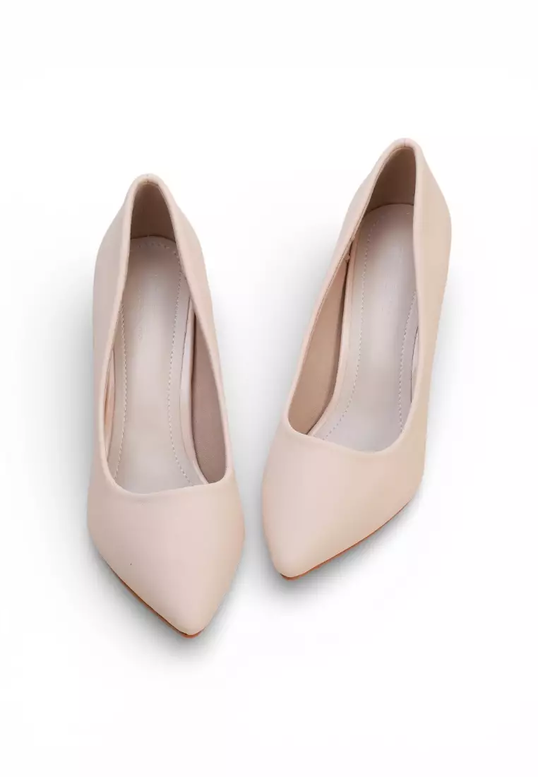 Stiletto Mid Heel Comfy Pumps Office Wear 73750 in Beige
