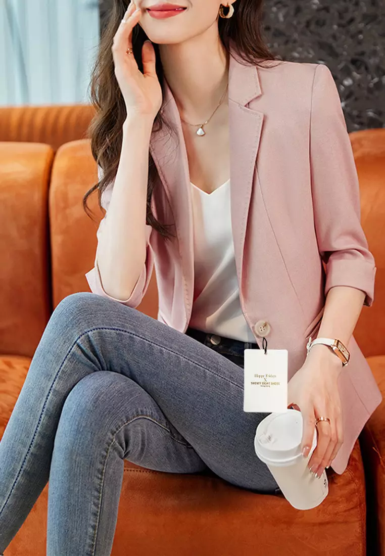 Three Quarter Sleeve Slim Fit Blazer YGH-EL8525