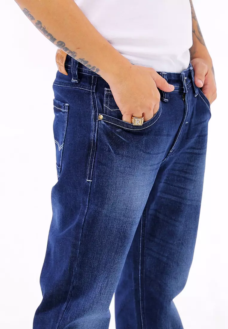 Denim Long Pants Slim Tapered Fit Stretch