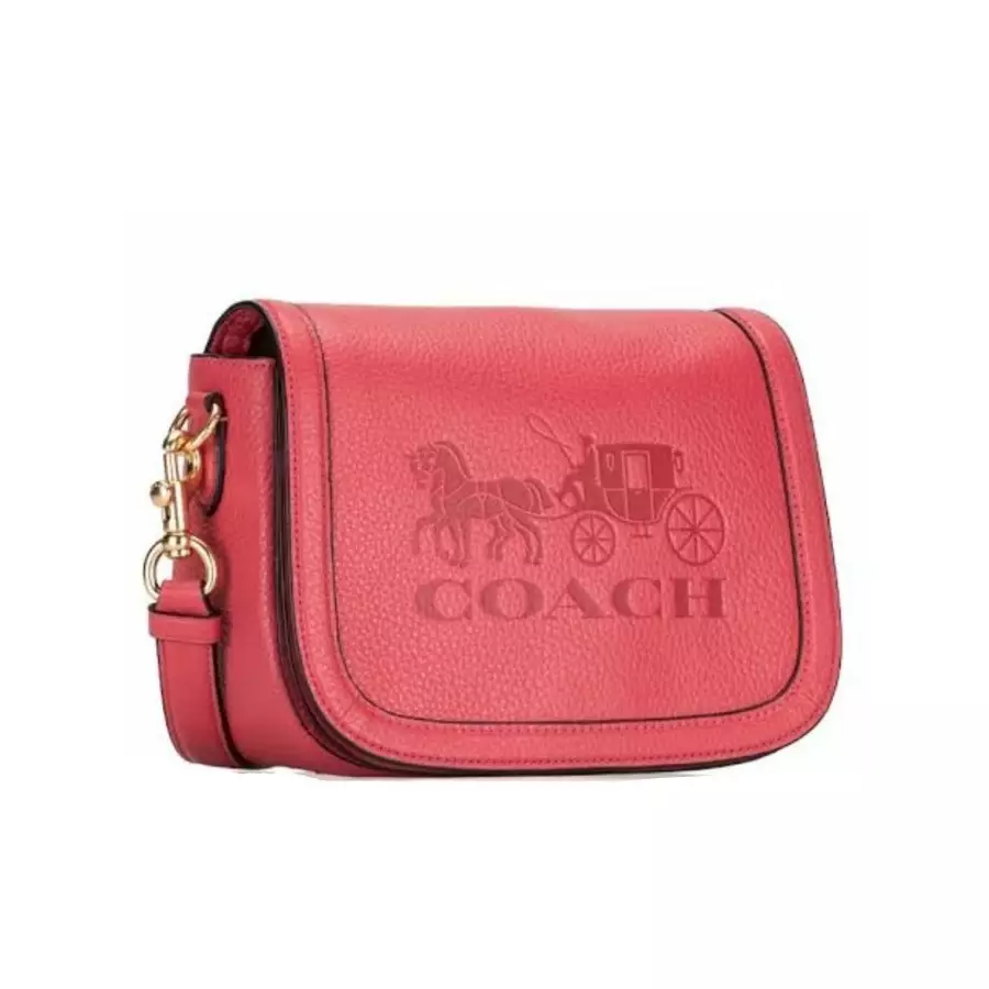 C4058 Saddle Bag Horse & Carriage Leather Poppy Vintage Mauve Pink