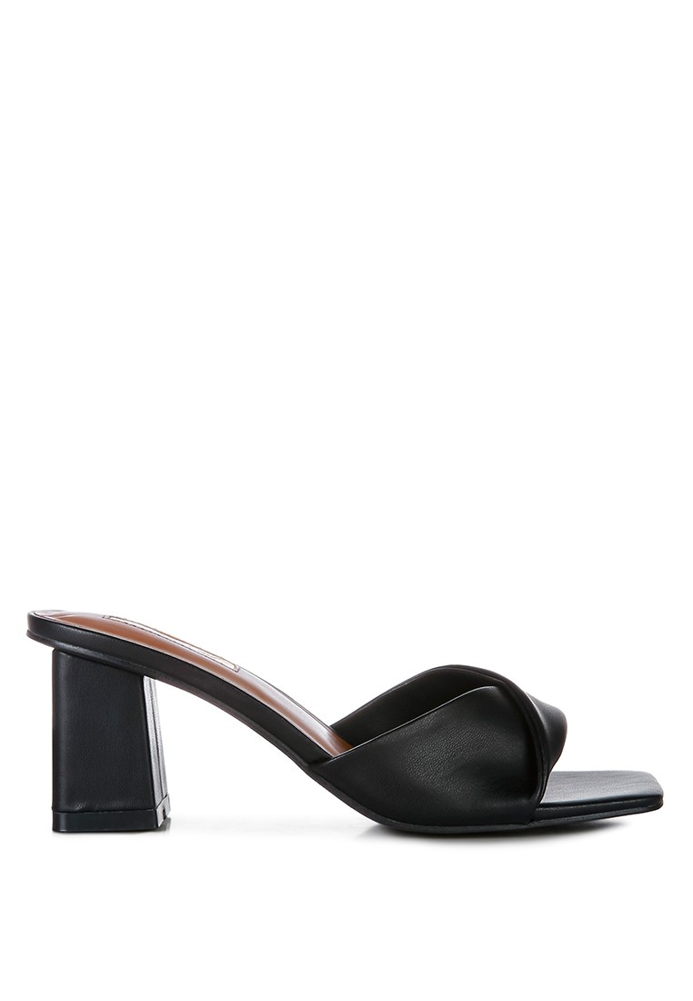 Black Mid Block Heeled Sandal