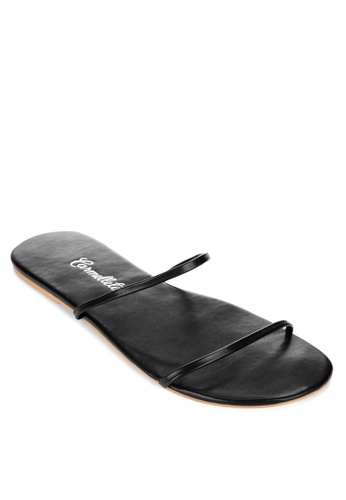 black flat slides