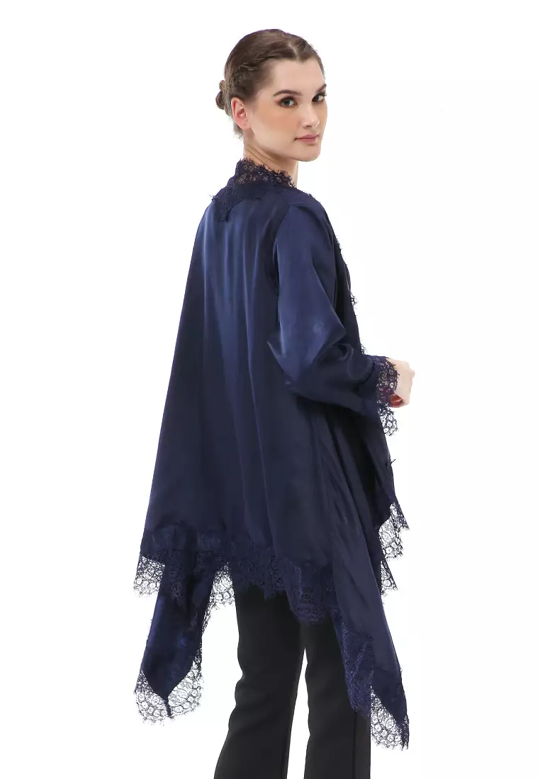Reine Atasan Wanita Outer Kebaya Traditional Design Material Silk ORIGINAL - Navy