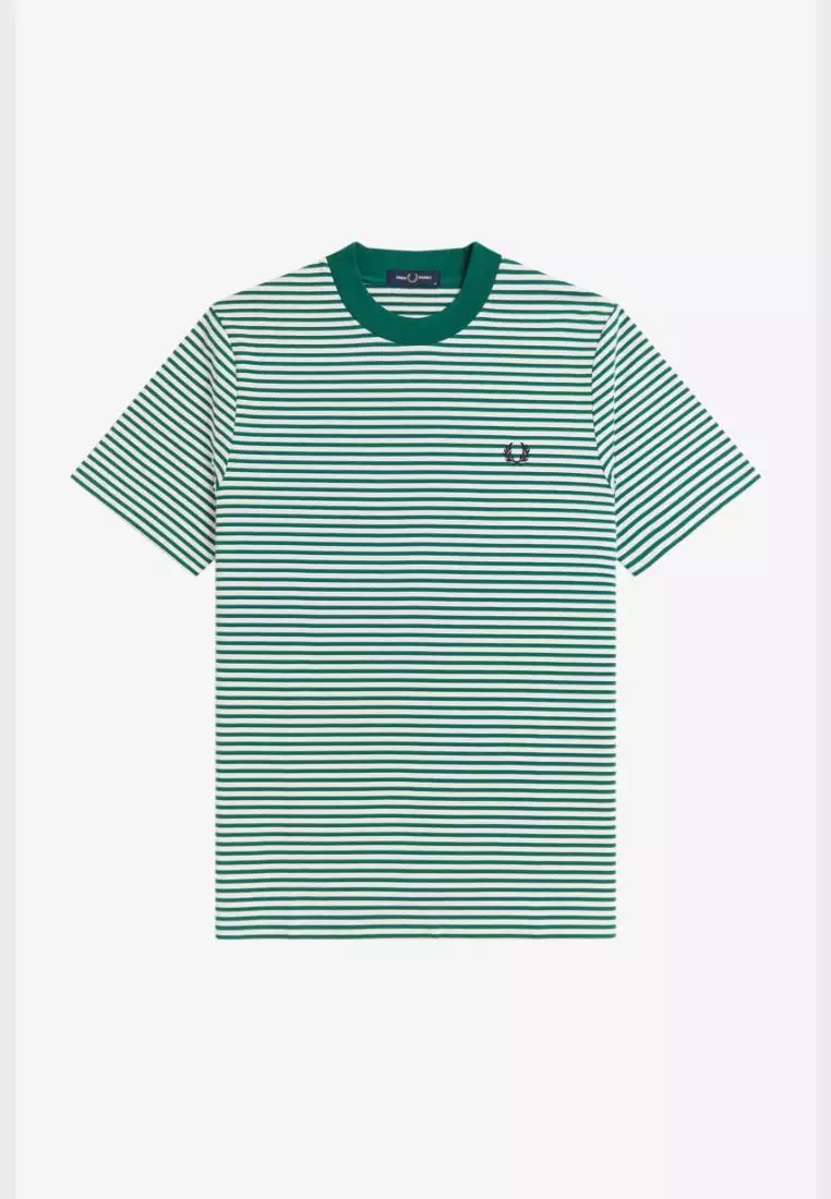 Fred Perry M6581 Fine Stripe Heavy Weight T-Shirt (Sport Green)