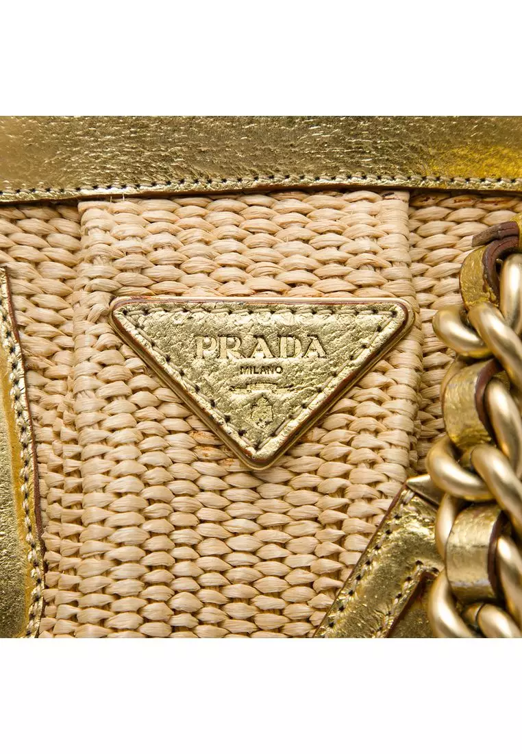 Pre-Loved Prada Cinghiale Trimmed Paglia Shoulder Bag