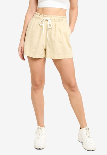 H&M beige Linen Shorts EB06DAA95B9E1AGS_1