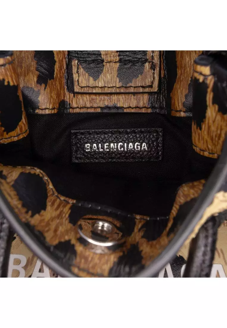 Pre-Loved Balenciaga Mini Leopard Print Logo Shopping Phone Holder