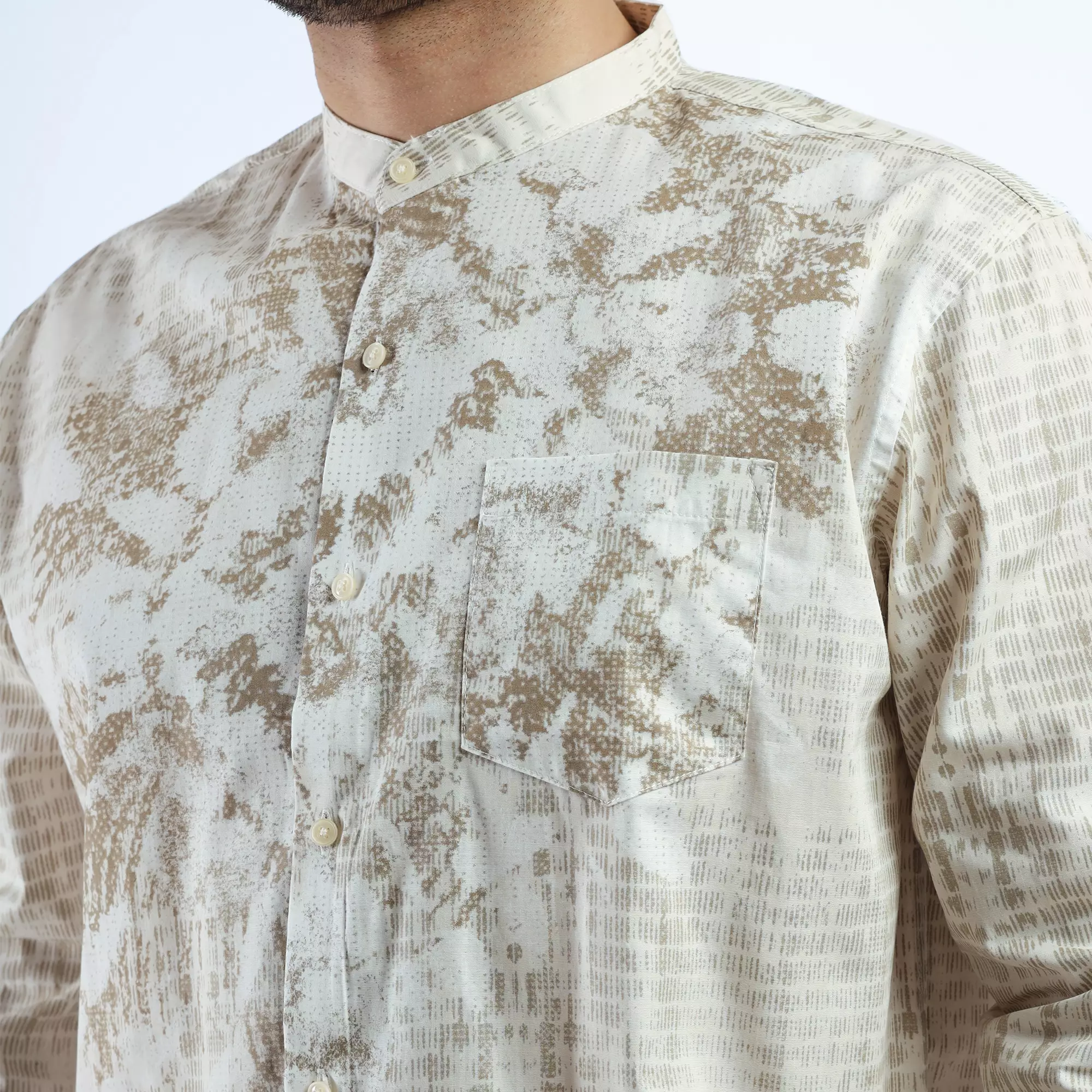 LARUSSO Dawn of Time - Kemeja Koko Printing Pria Lengan Panjang - FUGO