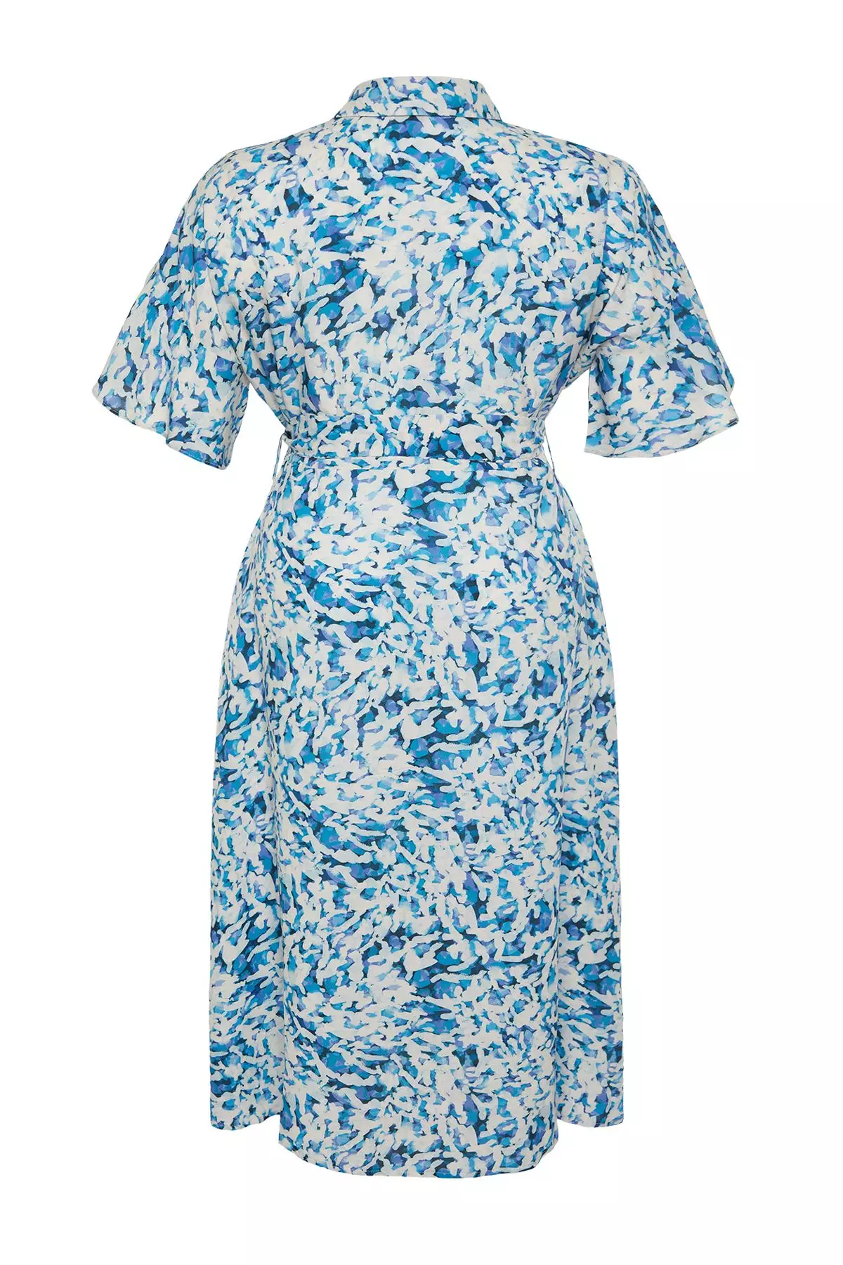 White-Blue Shally Woven Plus Size Dress