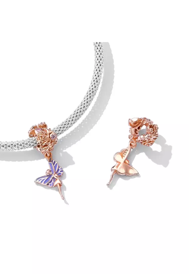 Solid Silver Dressed Up Thumbelina Butterfly Charm