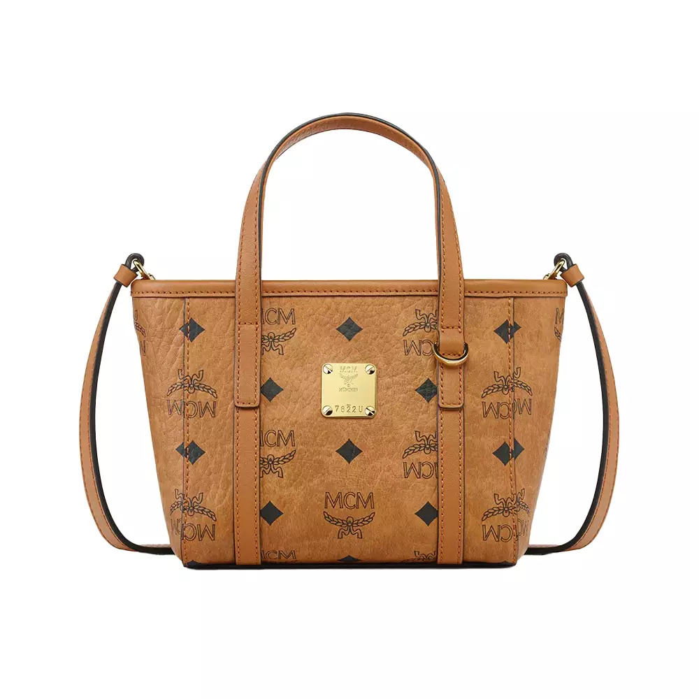 X-Mini Toni Top-Zip Visetos Shopper Bag Cognac