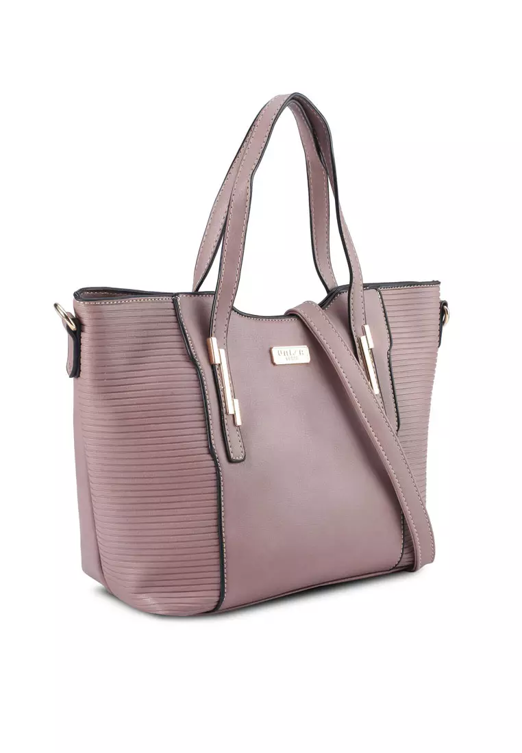 Debossed Convertible Top Handle Bag