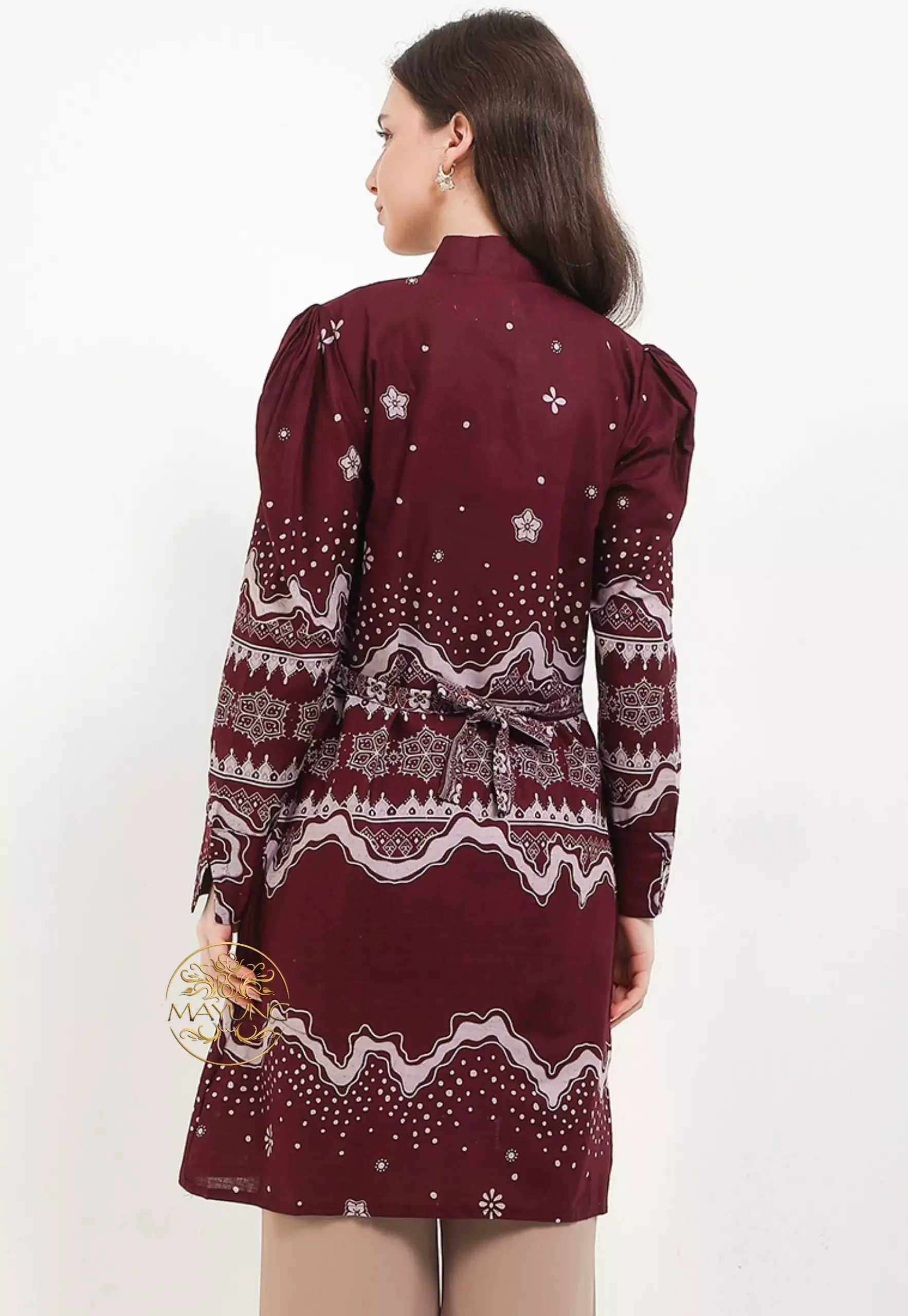 Tunik Batik Waveraya Burgundy Premium NLN