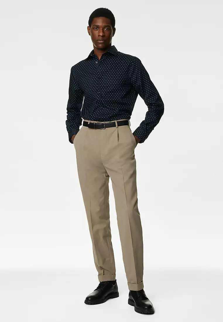 Regular Fit Non Iron Pure Cotton Floral Print Shirt