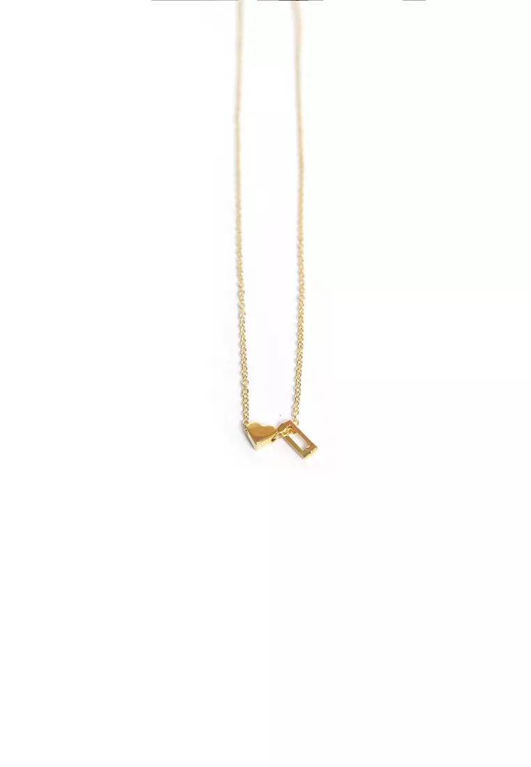 Kalung Rantai Huruf Pendant Necklace Perhiasan Wanita Premium Quality - Gold i