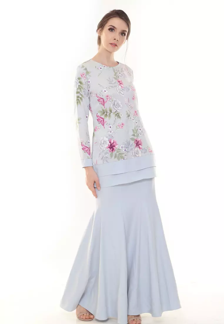 Ivy Printed Kurung Modern in Baby Blue