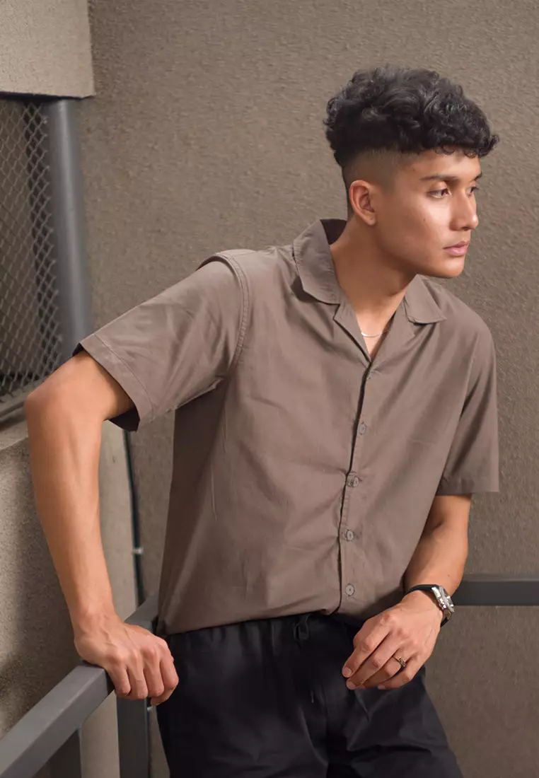 Kemeja pendek pantai OXCON summer shirt Oak Wood