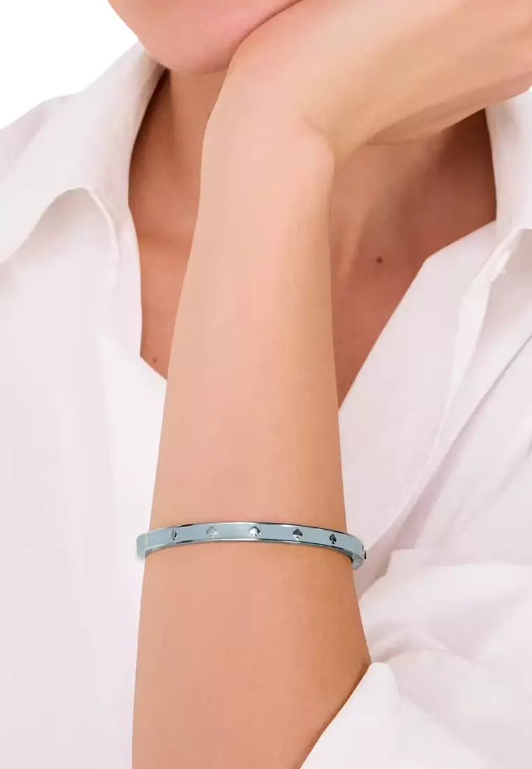 Spot the Spade Enamel Hinged Bangle Bracelet - Crisp Sky KJ727