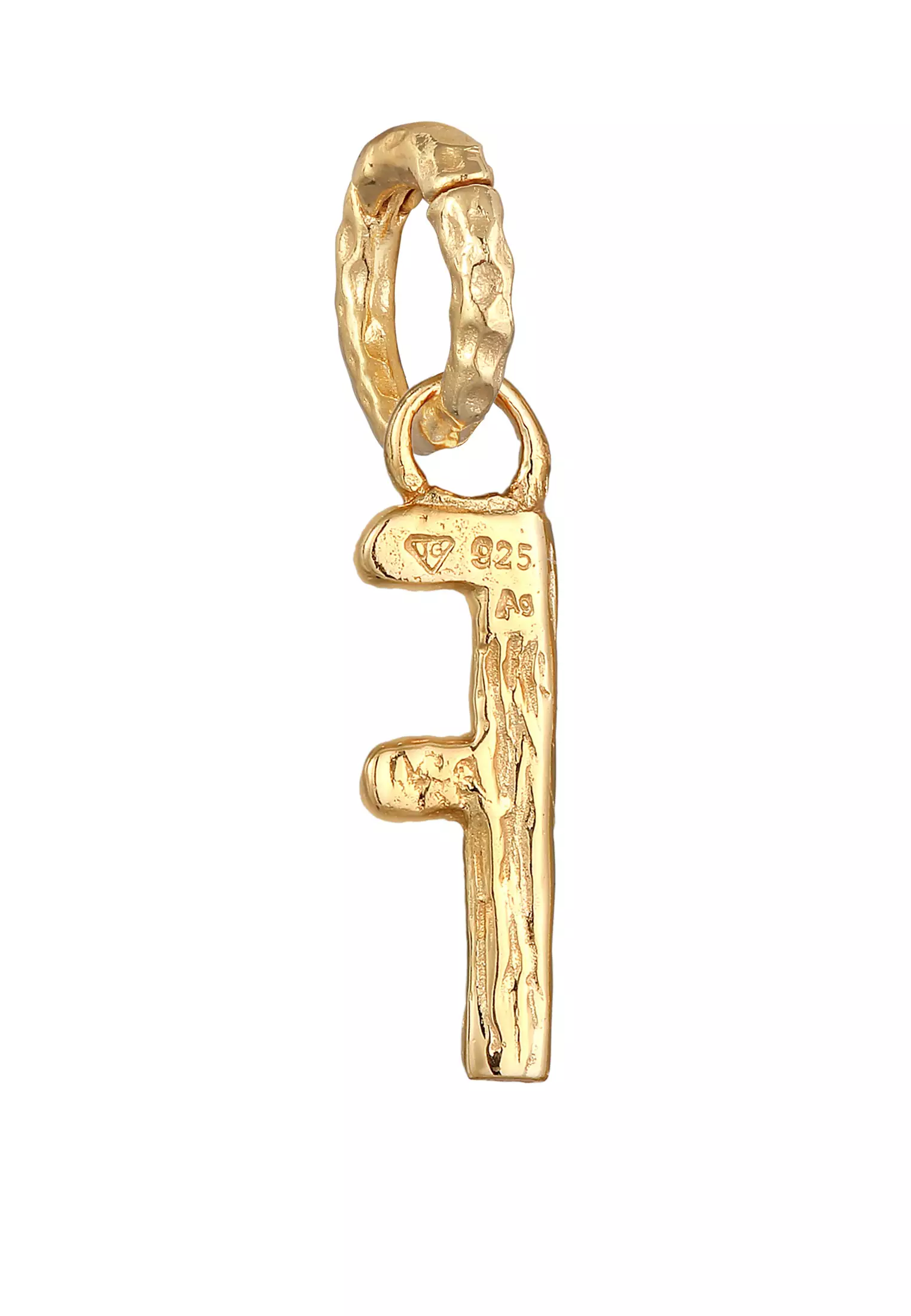 Pendants Letter F Organic Look Gold Plated