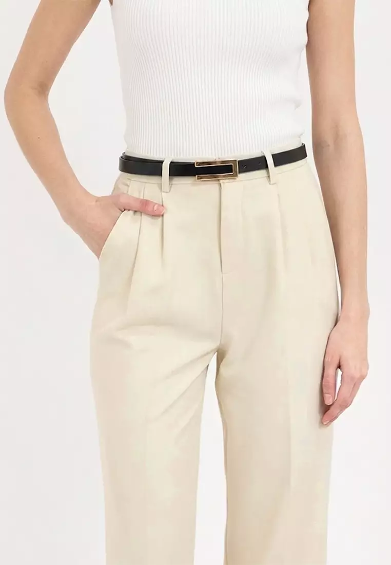 High Waisted Relaxed Straight Leg Stretch Trousers