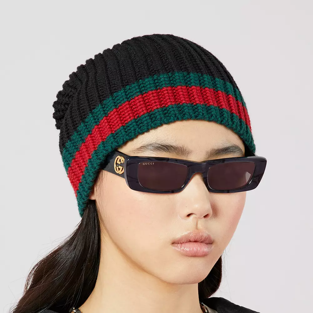 [4.4PRIL KEJUTAN HARGA] Black Wool Hat with Green Red Web