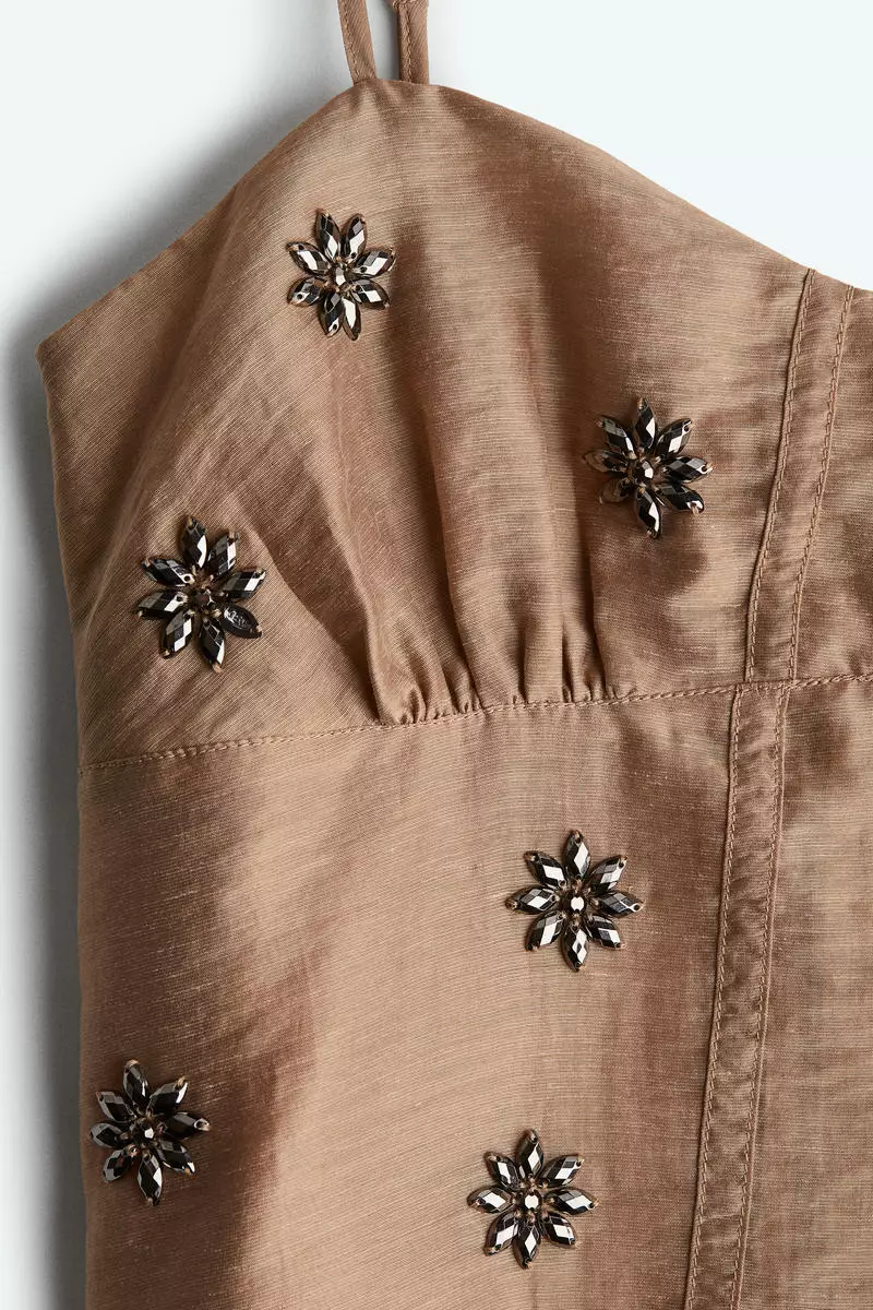 Sheer embellished strappy dress