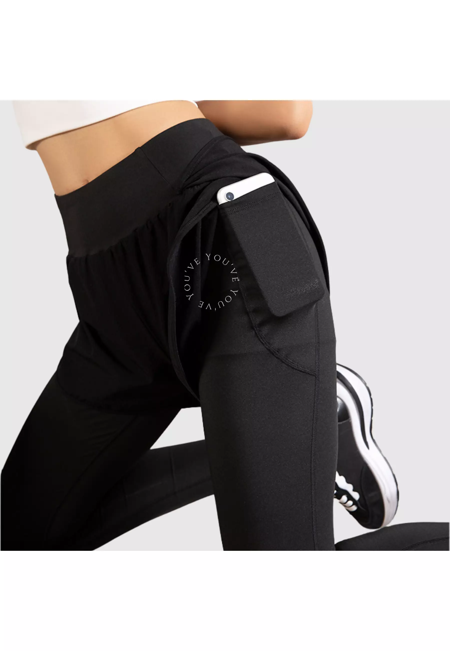 YouHave ( You’ve ) Celana Yoga Legging Celana Olahraga 2 in 1 Wanita High Waist Wanita Celana Hijab High Waist Polos Yoga Gym Tennis Running Sport Dua Lapis Y00012