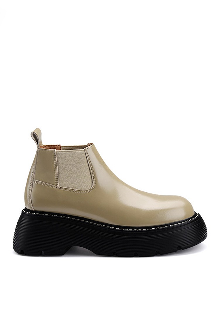 VANSA Cow Leather Platform Chelsea Booties VSW-B0301