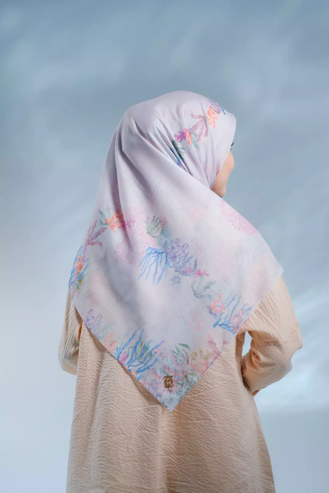 PELAGIA Scarf Baby Pink - Kerudung Hijab Segiempat Motif With BOX - Bahan Nesla - Ukuran 115x115