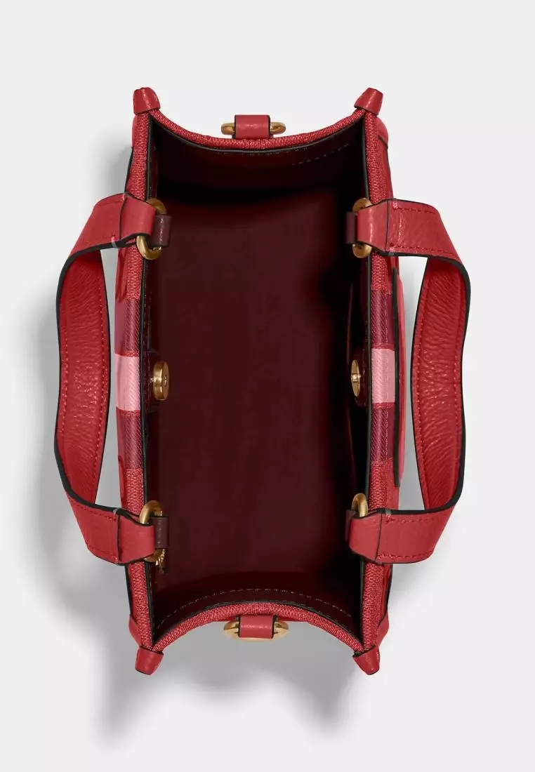 Coach Dempsey Tote 22 In Signature Jacquard With Stripe And Coach Patch Red Apple Multi