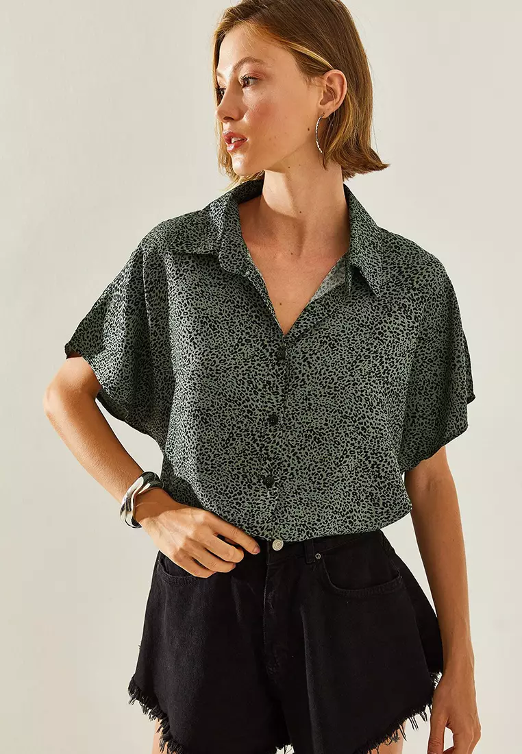Women's Short Sleeve Patterned Viscose Shirt 40831005