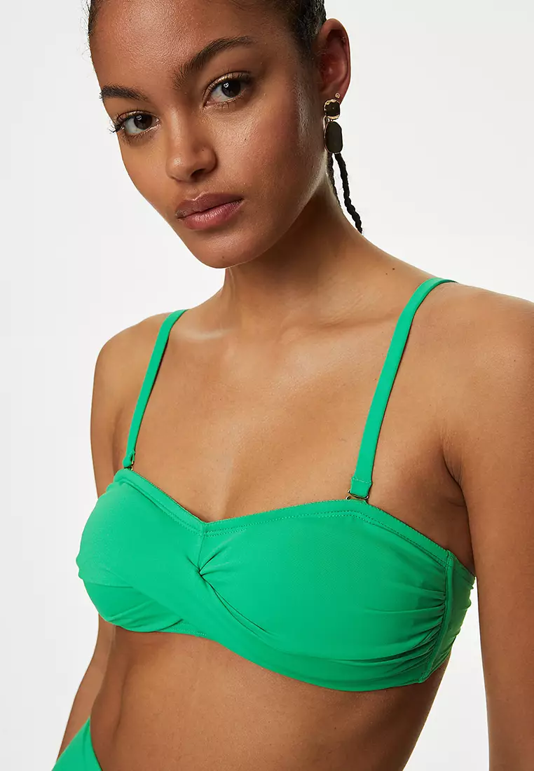 Padded Twist Front Bandeau Bikini Top
