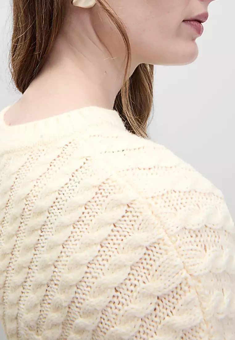 Cable Knit Tipped Detail Relaxed Jumper