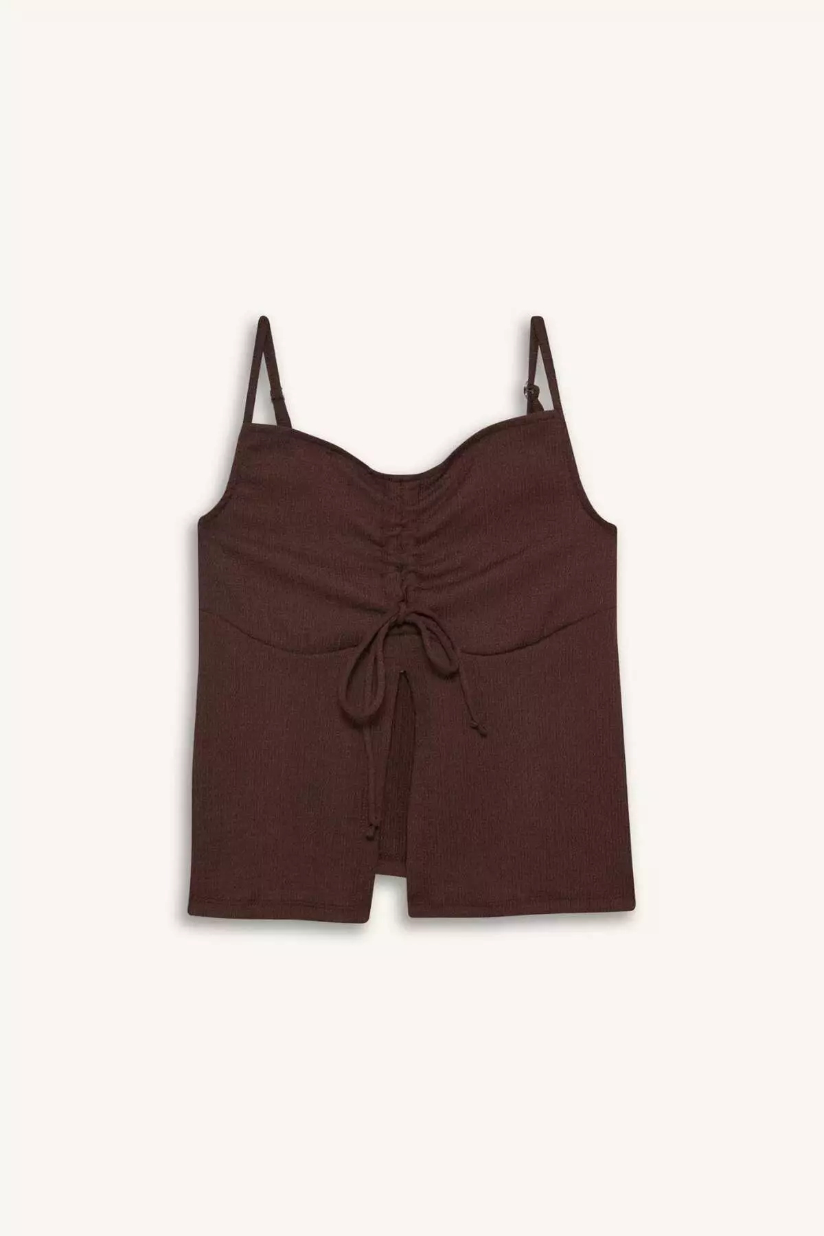 A-Line V-Neck Thin Strap Front Tie-Up Blouse F1913Ax25Sm