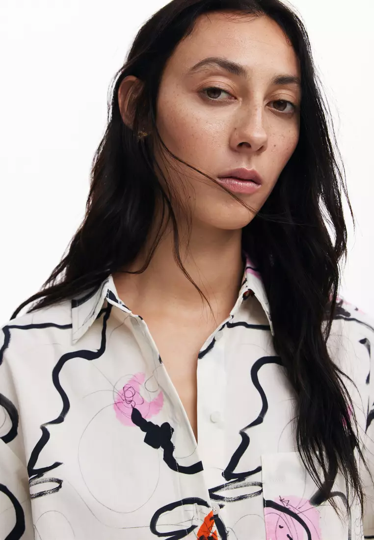Desigual Woman Light floral shirt.