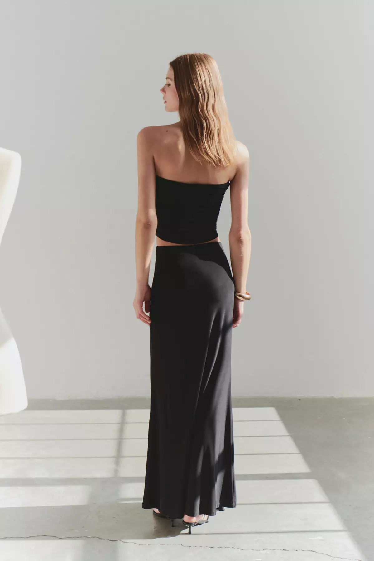 Limited Edition Black Bodysitting Accessory Detailed Knitted Long Skirt