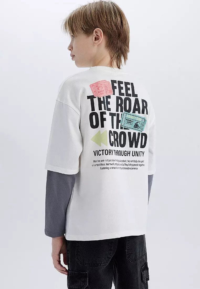 Oversize Wide Cut Crew Neck Long Sleeve T-Shirt