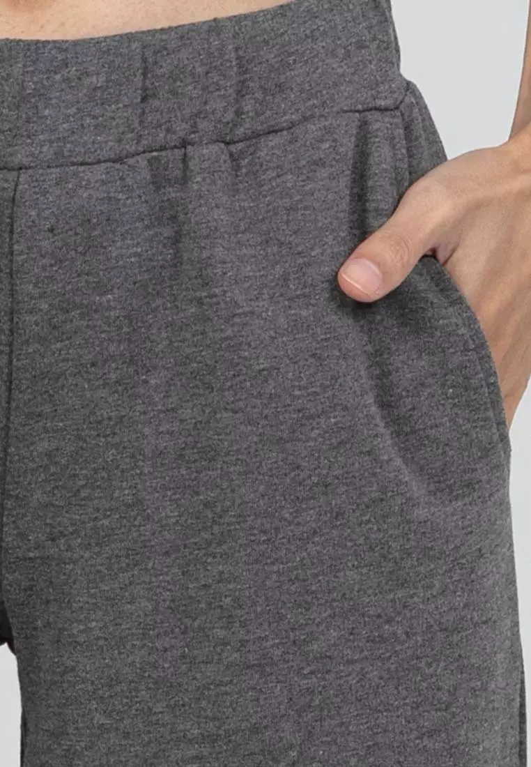 Forest Ladies Cotton Terry Wide Leg Pants Women Casual Long Pants - 810544-20DkMelGrey