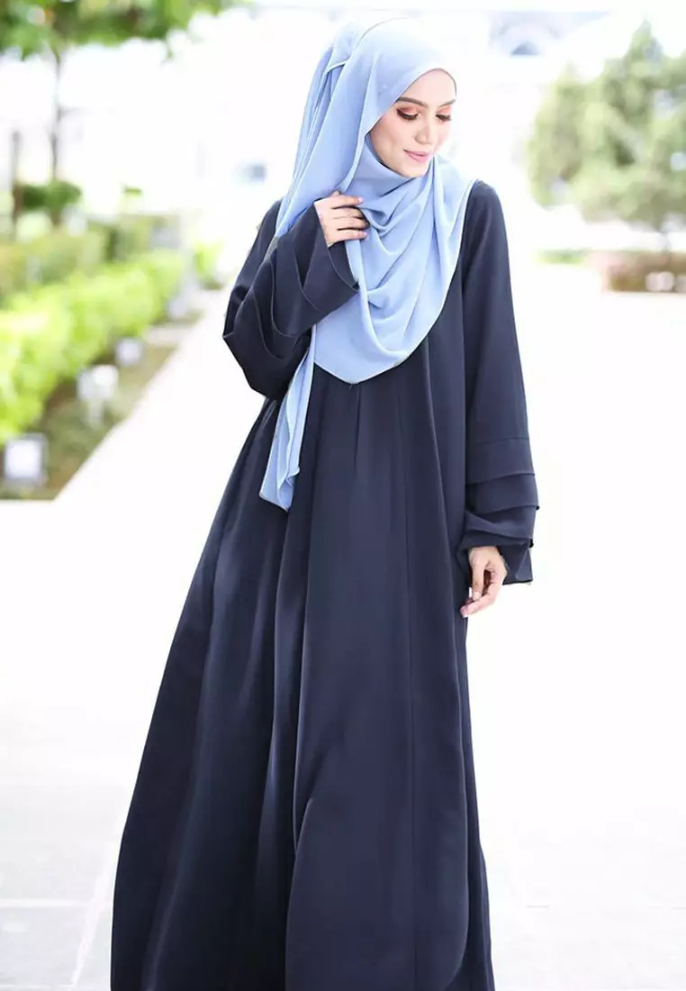 Laura Abaya Modern Layer Sleeves Loose Style in Dark Blue