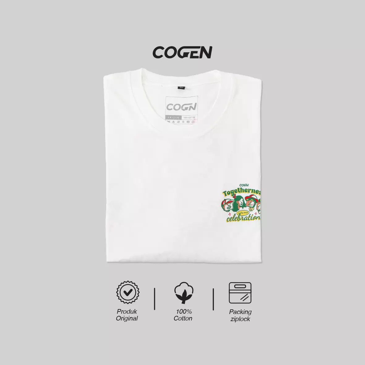 Cogen Kaos Putih T Shirt White Basic - Togetherness Warna Togetherness