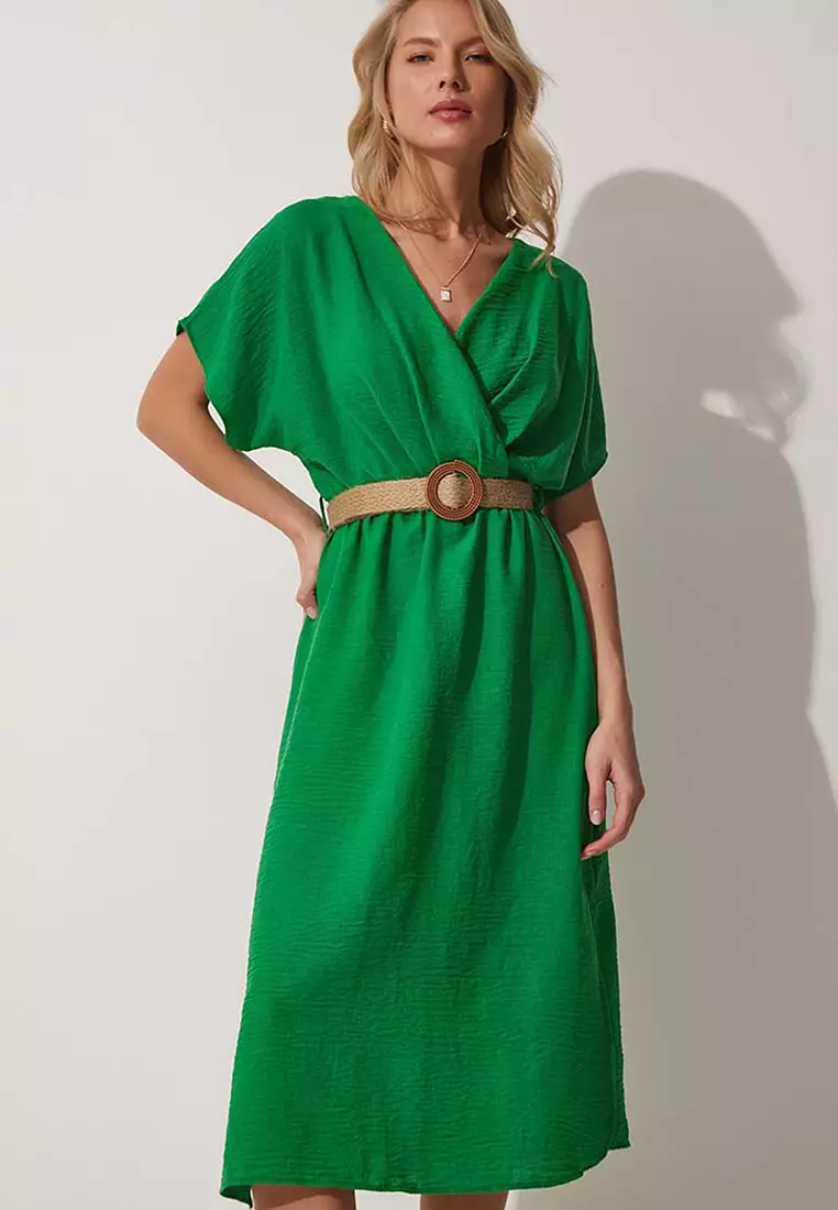 Straw Belt Summer Dress