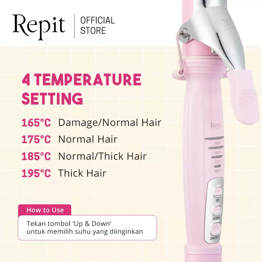 Repit Pengeriting Rambut / Curling Iron P Pink 36mm