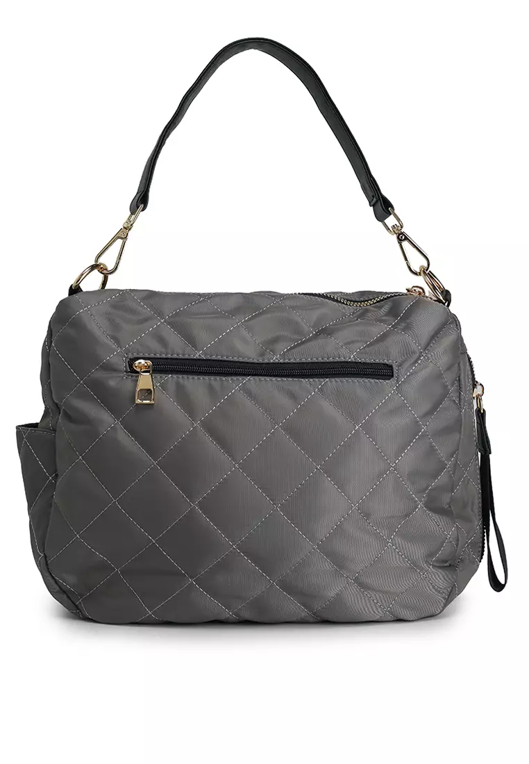 Quilted Nylon Convertible Shoulder Bag