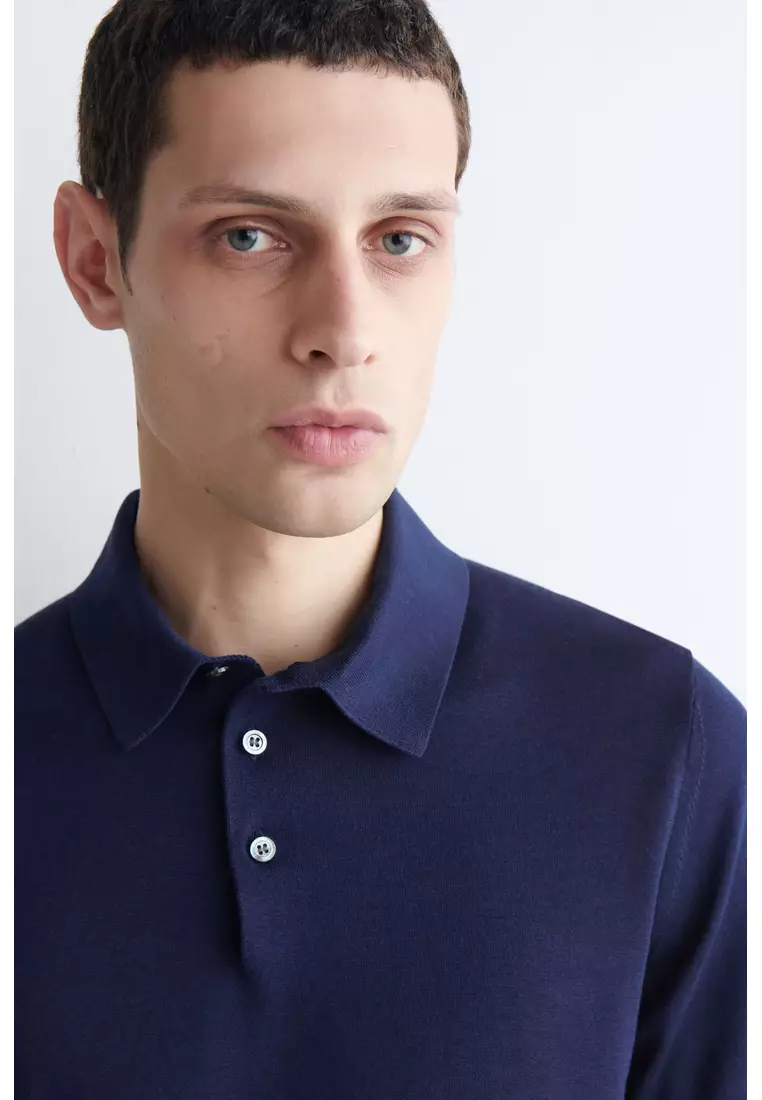 SLIM KNITTED SILK POLO SHIRT