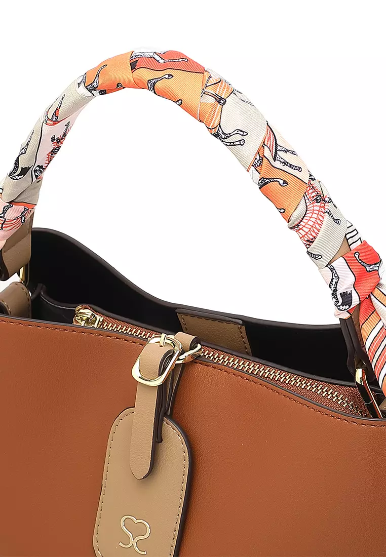 Women's Top Handle Bag / Sling Bag / Crossbody Bag (Tas Selempang / Tas Tangan) - Cokelat