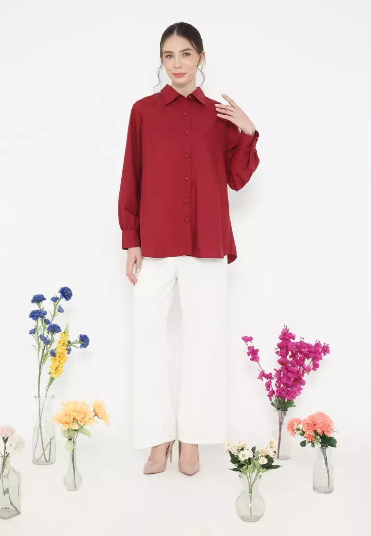 Casual Shirt but elegant outfit for national day event By Brilliant Girl Warna MERAH