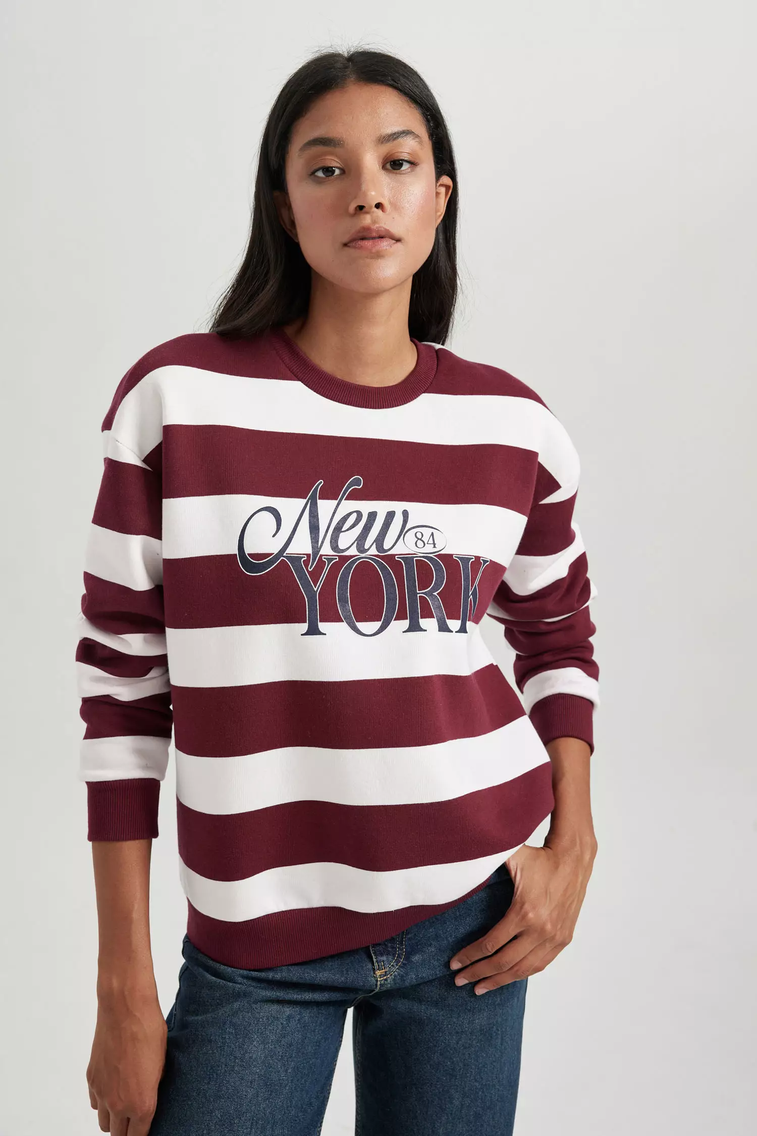 Relax Fit New York Printed Long Sleeve Sweatshirt