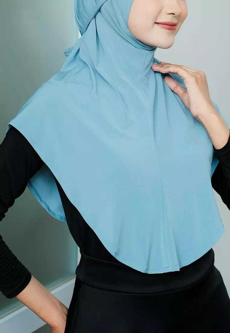 Bergo Mirae Hijab Sport Powder Blue - Hijab Instant - Hijab Daily Untuk Olahraga