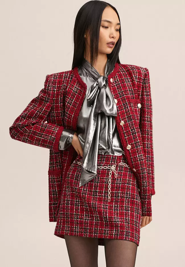 Tweed Miniskirt With Chain