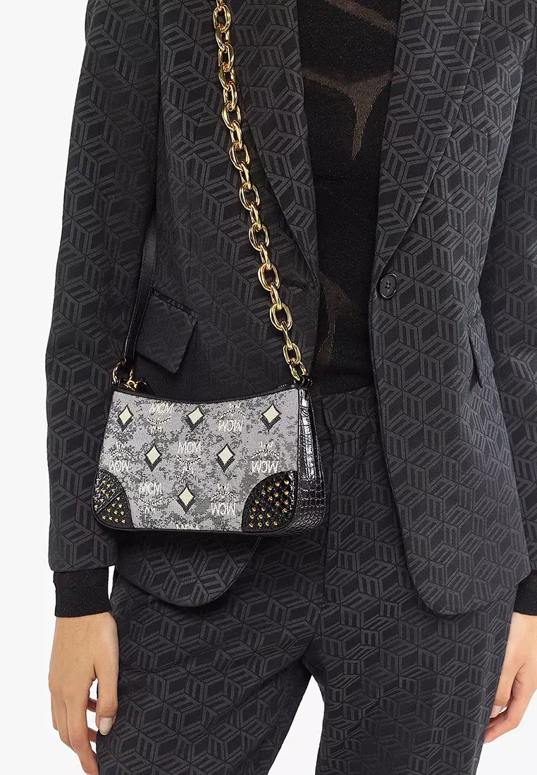 Shoulder Bag in Studded Vintage Monogram Jacquard